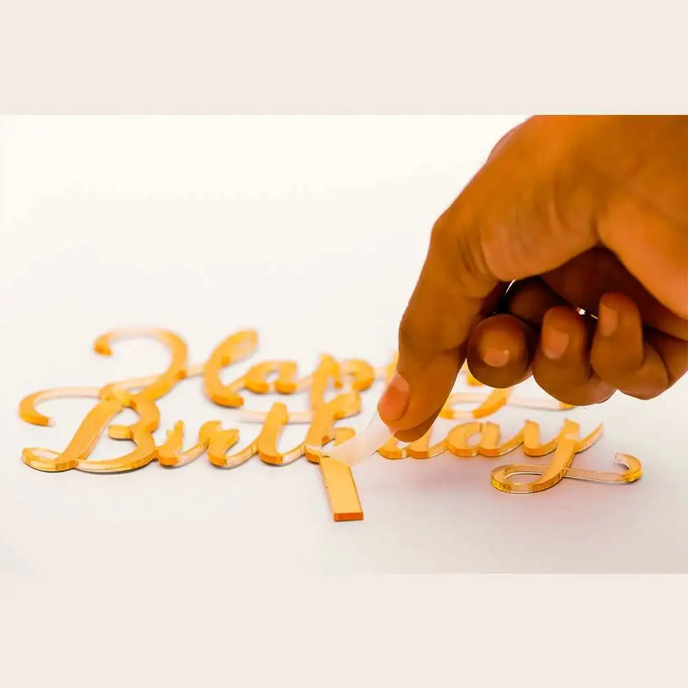 Happy Birthday Cake Topper-Gold